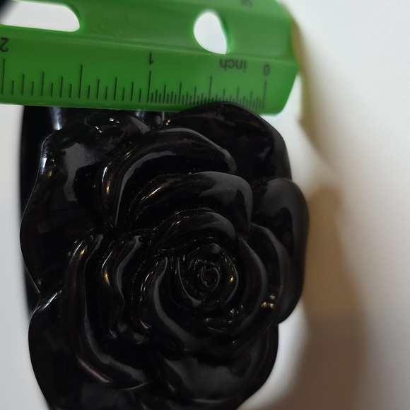 Black Rose Bracelet Bangle Chunky Oversized - Picture 11 of 14